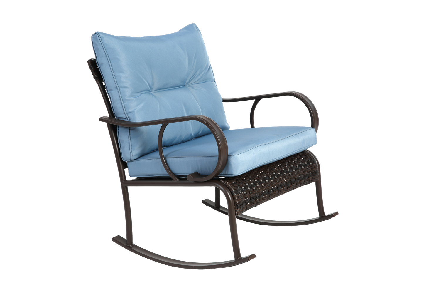 3 Pieces Patio Furniture Set Rocking Bistro Set Outdoor Rattan Conversation with Coffee Table for Garden Balcony Backyard Poolside