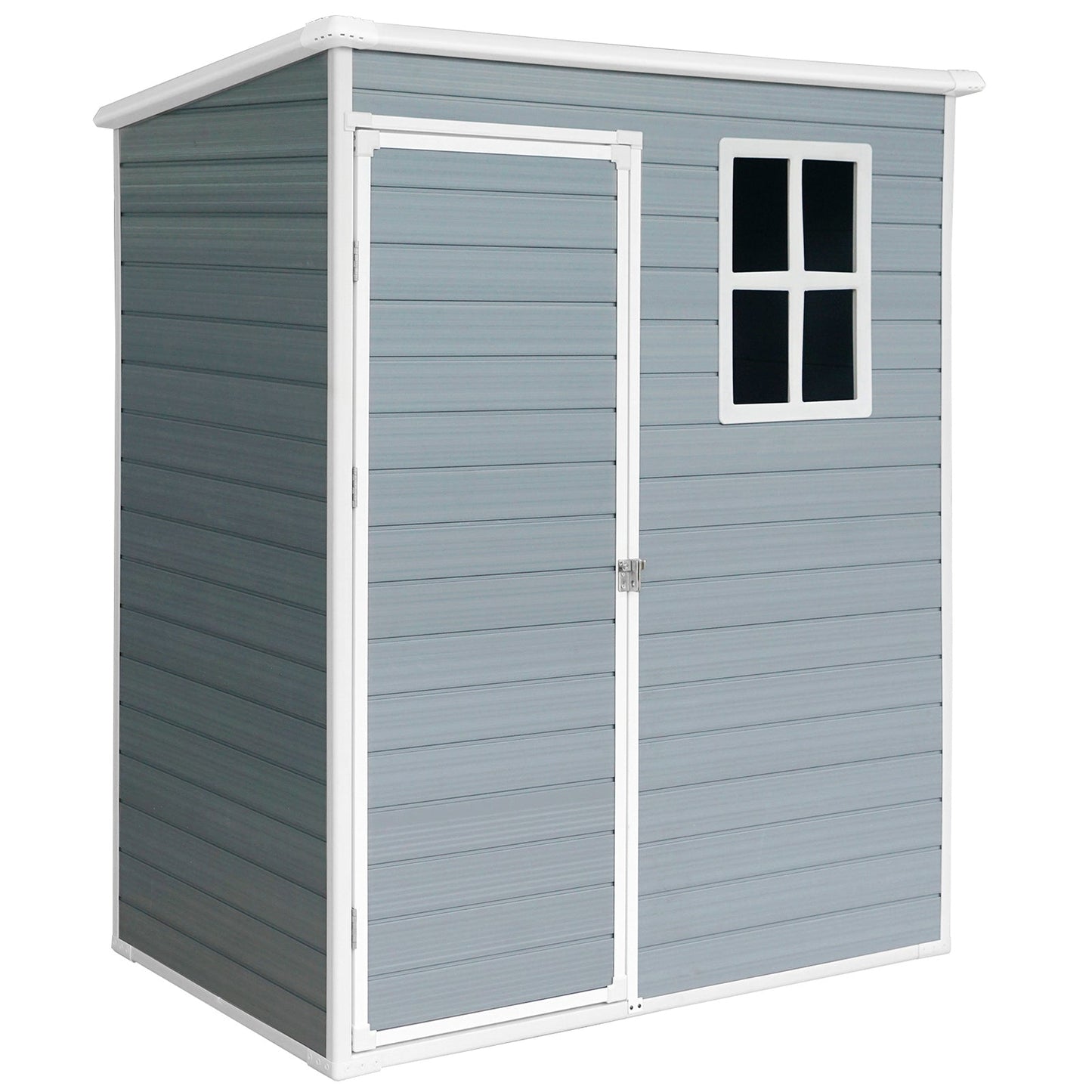 5ft x 3ft Resin Outdoor Storage Shed Plastic Garden Sheds with Floor and Lockable Door for Backyard, Lawn, Grey (W540S00019)