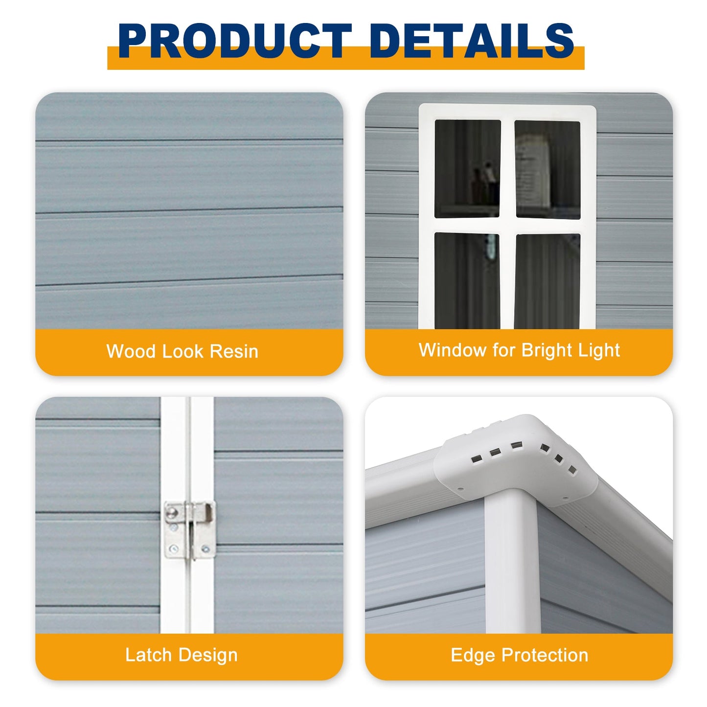 5ft x 3ft Resin Outdoor Storage Shed Plastic Garden Sheds with Floor and Lockable Door for Backyard, Lawn, Grey (W540S00019)