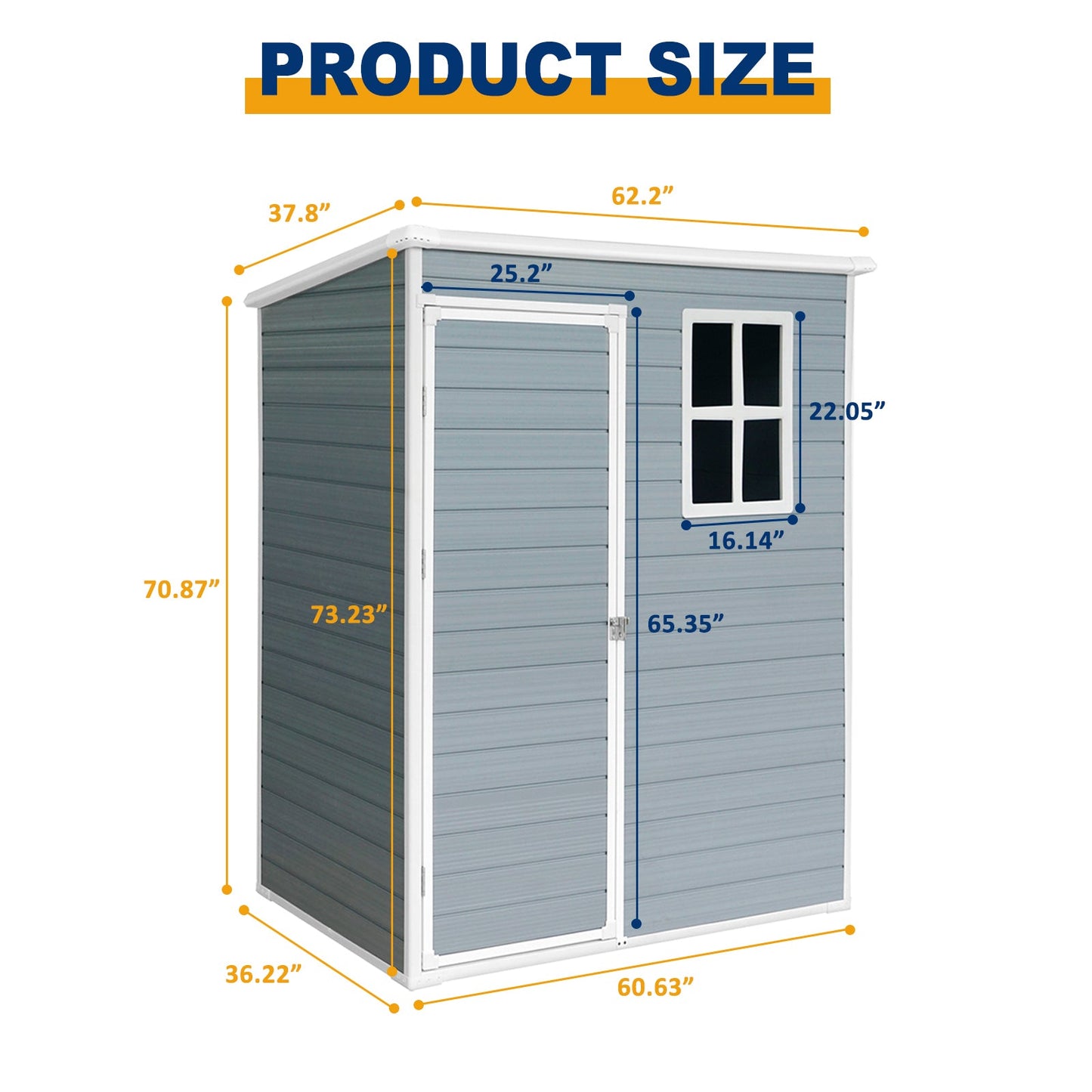 5ft x 3ft Resin Outdoor Storage Shed Plastic Garden Sheds with Floor and Lockable Door for Backyard, Lawn, Grey (W540S00019)