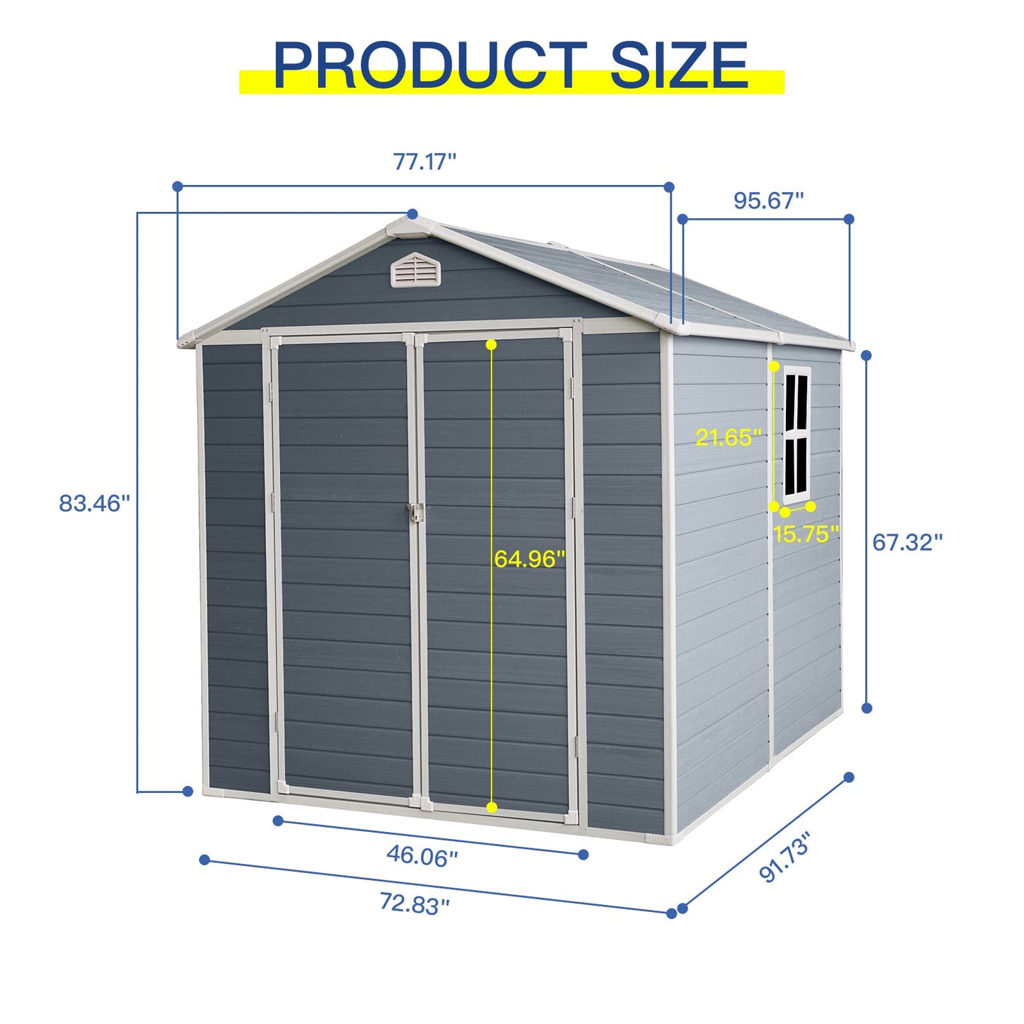 6 ft x 8 ft Resin Outdoor Storage, Plastic Garden Sheds with Floor and Lockable Door for Backyard, Lawn, Grey (W540S00021)