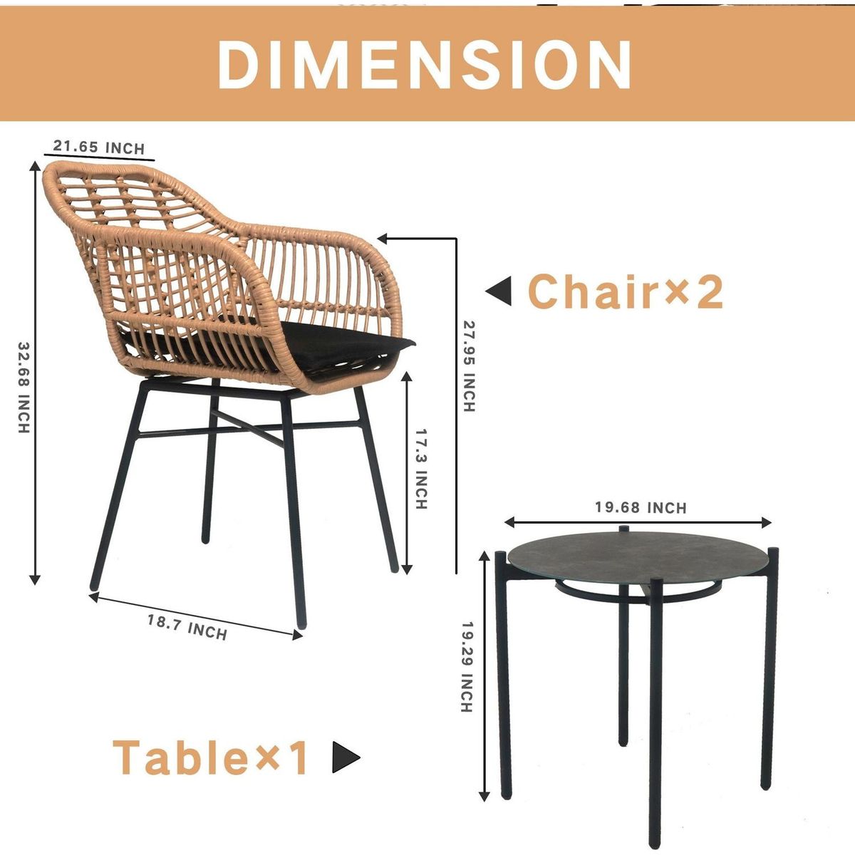 3 Pieces Of Luxury Outdoor Wicker Furniture - Patio Bistro Style Table And Chair Combination
