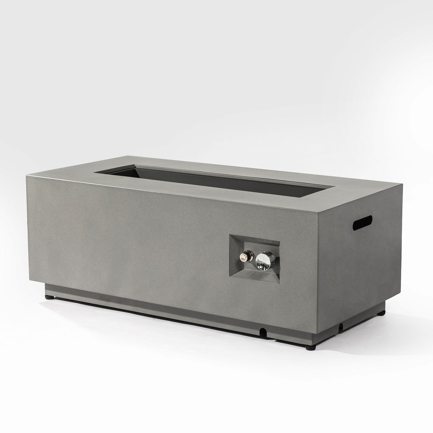 42' Propane Gas Fire Pit Table, 50000 BTU Rectangular Steel Fire Pit with Glass Wind Guard for Outside Patio Deck Garden Courtyard -Gray
