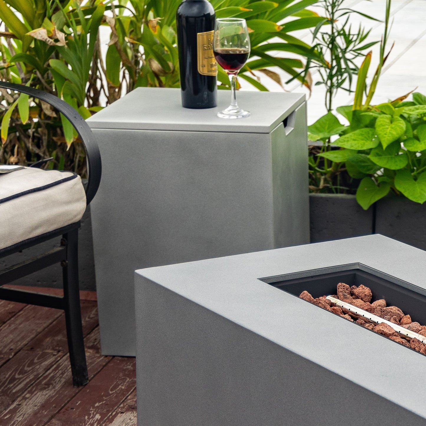 42' Propane Gas Fire Pit Table, 50000 BTU Rectangular Steel Fire Pit with Glass Wind Guard for Outside Patio Deck Garden Courtyard -Gray