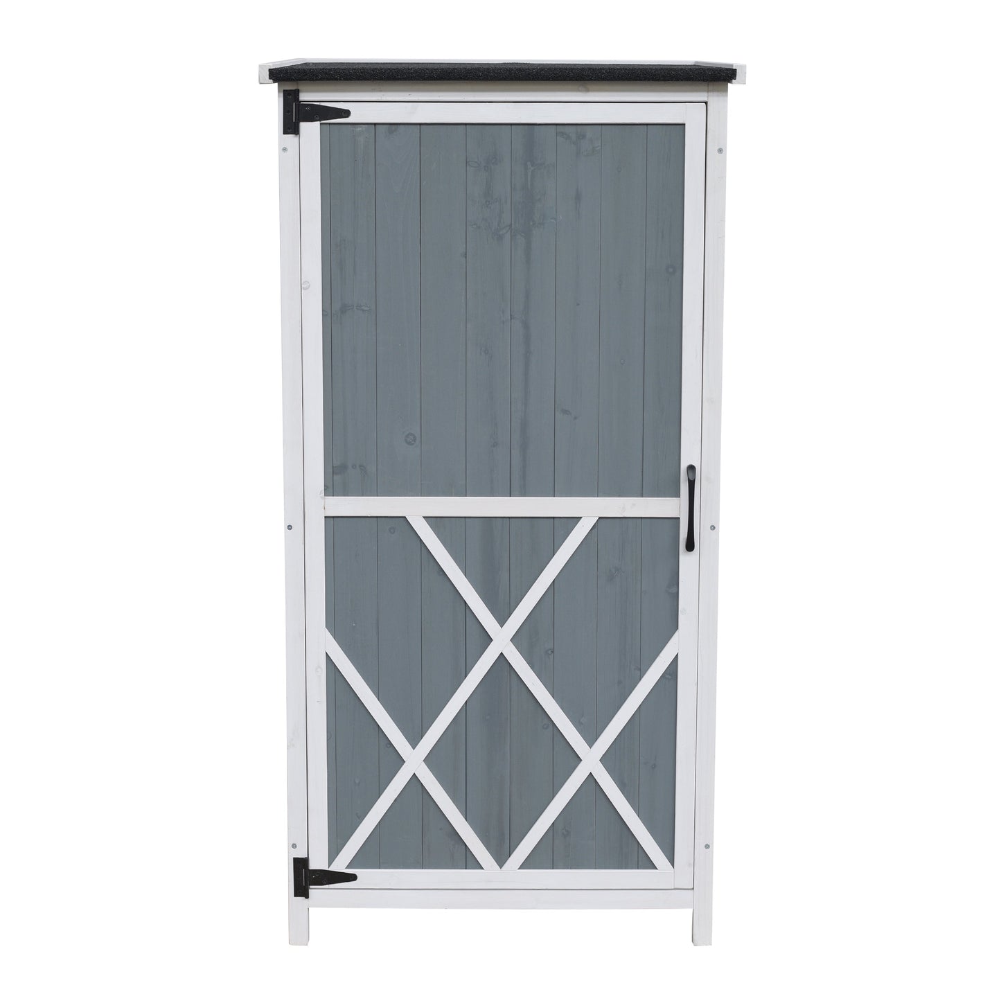 54' Two-Tone Storage Shed - Gray & White Design with Sloped Roof & 5 Customizable Compartments