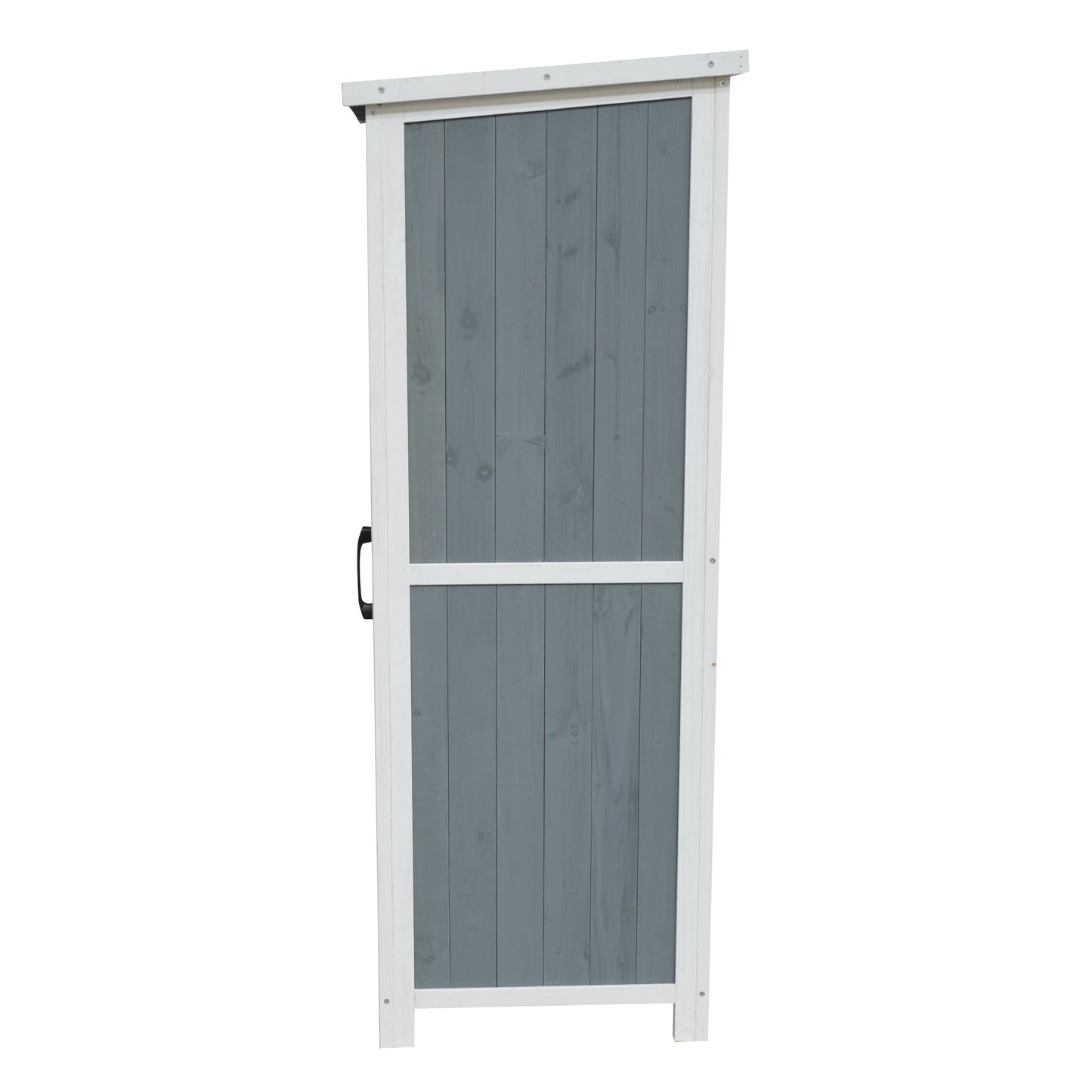 54' Two-Tone Storage Shed - Gray & White Design with Sloped Roof & 5 Customizable Compartments