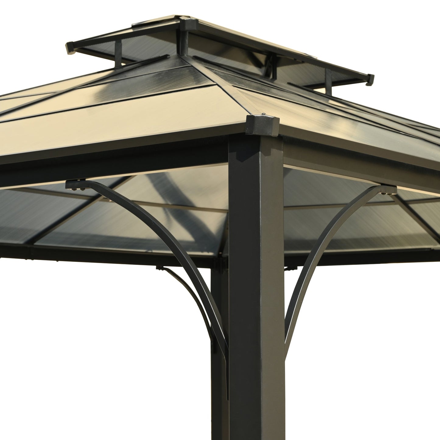 TREXM 10'x12' Hardtop Outdoor Gazebo, Heavy Duty Double Roof Patio Gazebo with Aluminum Frame, Double-Layer Side Walls Mosquito Netting & Privacy Curtains for Patio, Garden, Backyard (Grey)