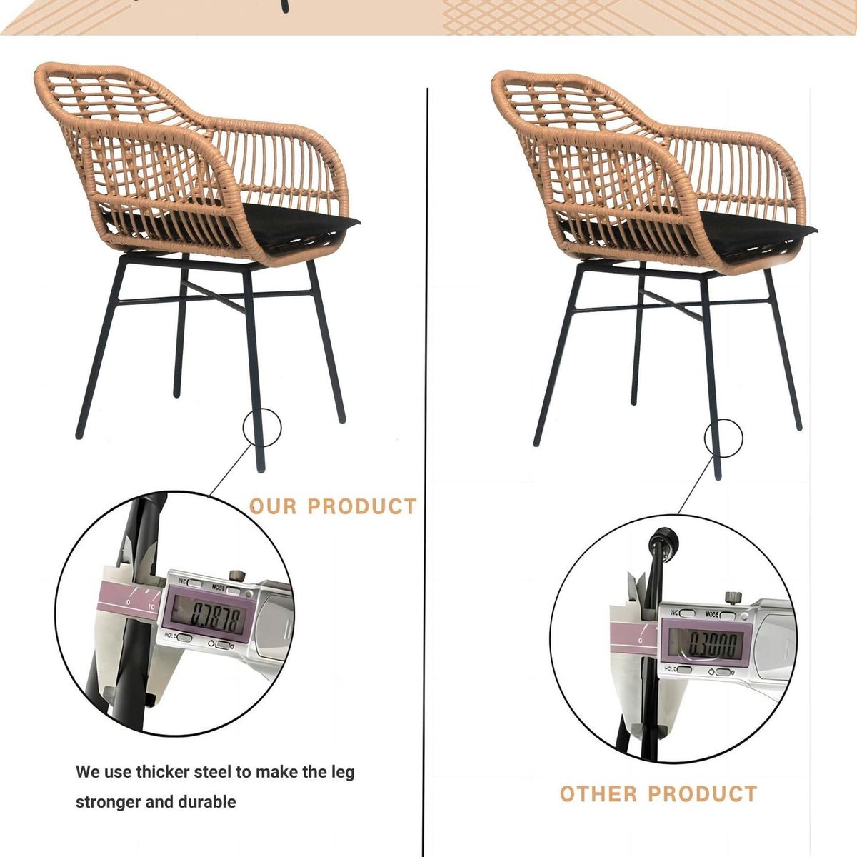 3 Pieces Of Luxury Outdoor Wicker Furniture - Patio Bistro Style Table And Chair Combination