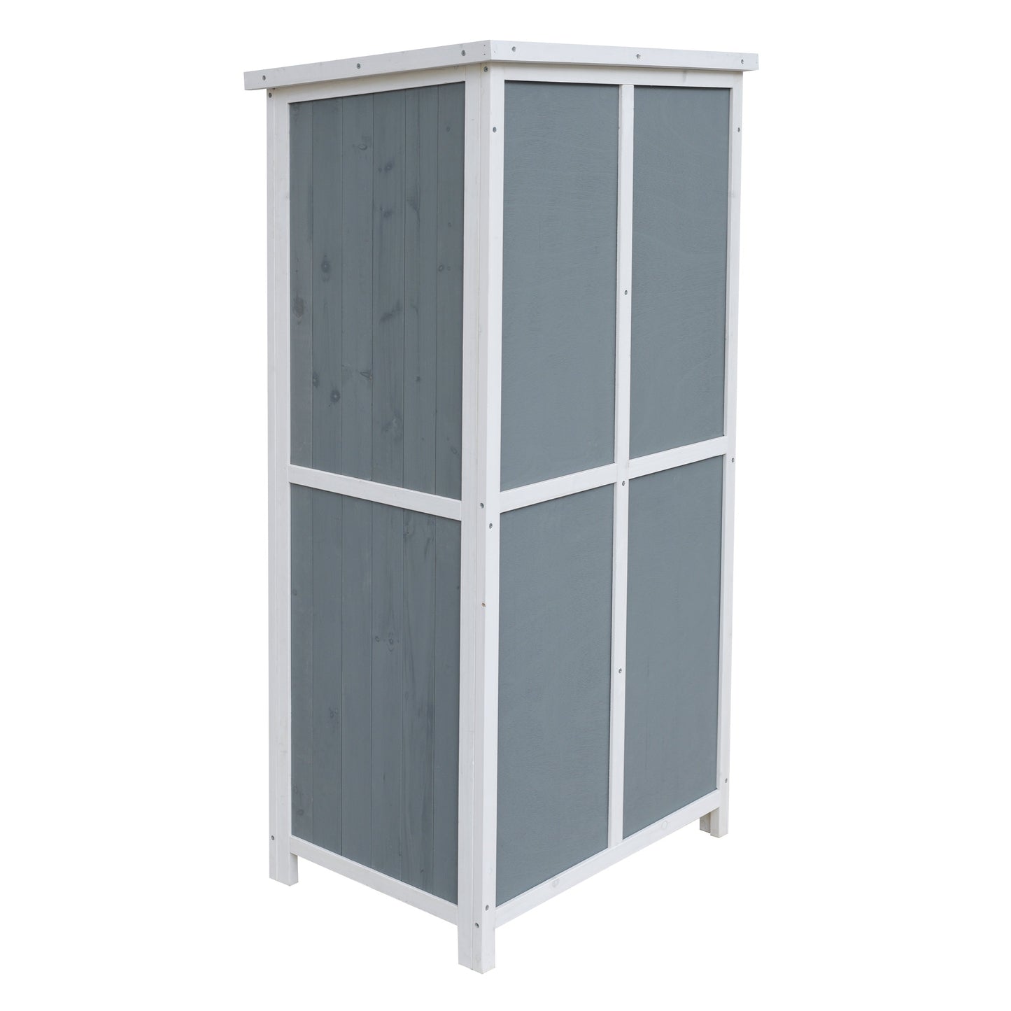 54' Two-Tone Storage Shed - Gray & White Design with Sloped Roof & 5 Customizable Compartments