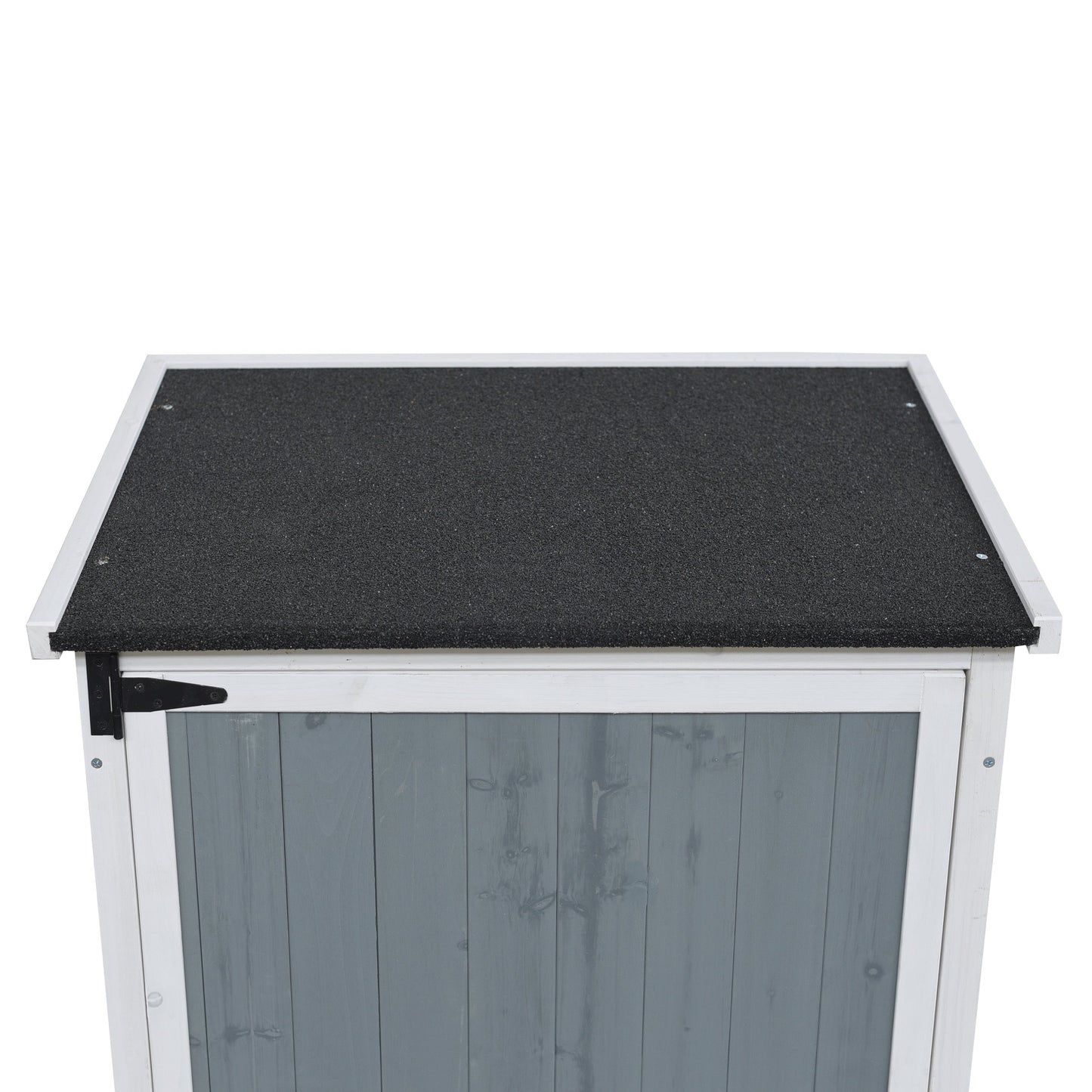54' Two-Tone Storage Shed - Gray & White Design with Sloped Roof & 5 Customizable Compartments