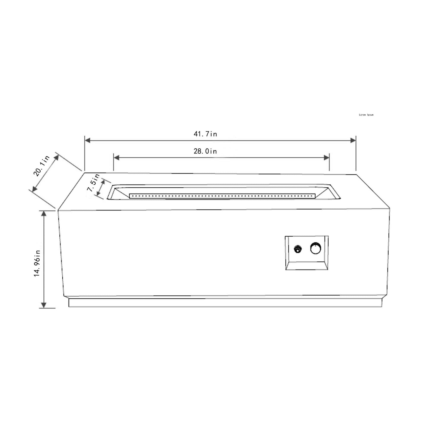 42' Propane Gas Fire Pit Table, 50000 BTU Rectangular Steel Fire Pit with Glass Wind Guard for Outside Patio Deck Garden Courtyard -Gray