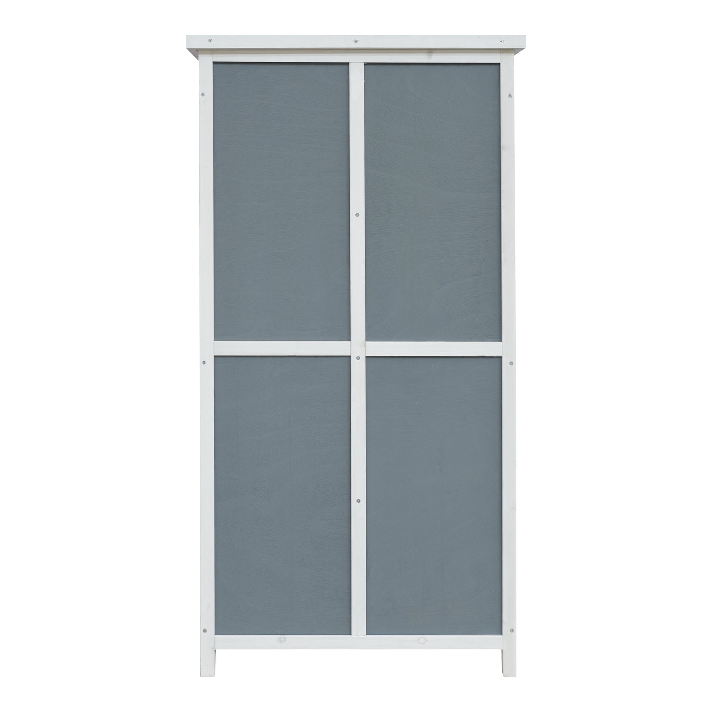 54' Two-Tone Storage Shed - Gray & White Design with Sloped Roof & 5 Customizable Compartments