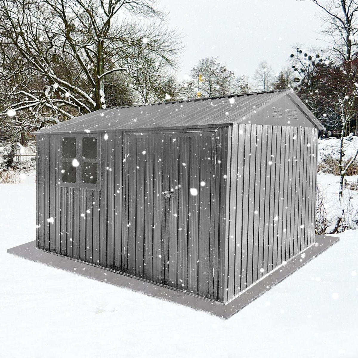 Metal garden sheds 10ftx8ft outdoor storage sheds Grey with window