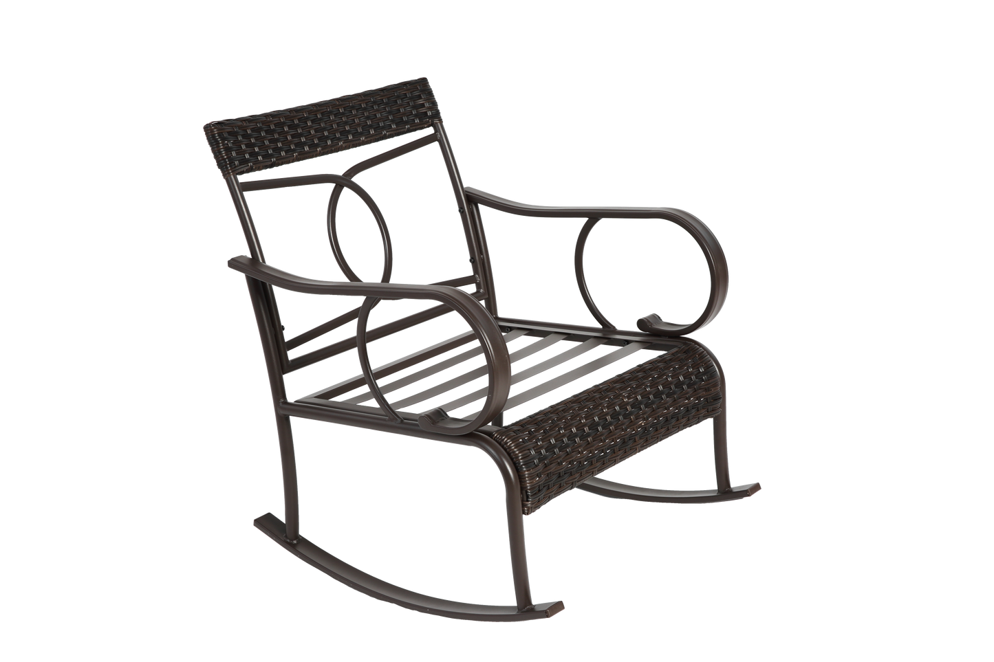 3 Pieces Patio Furniture Set Rocking Bistro Set Outdoor Rattan Conversation with Coffee Table for Garden Balcony Backyard Poolside
