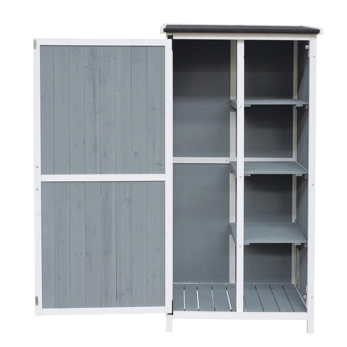 54' Two-Tone Storage Shed - Gray & White Design with Sloped Roof & 5 Customizable Compartments