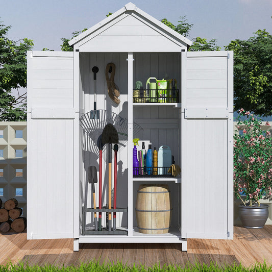 67' White Fir Wood Storage Shed with Double Doors