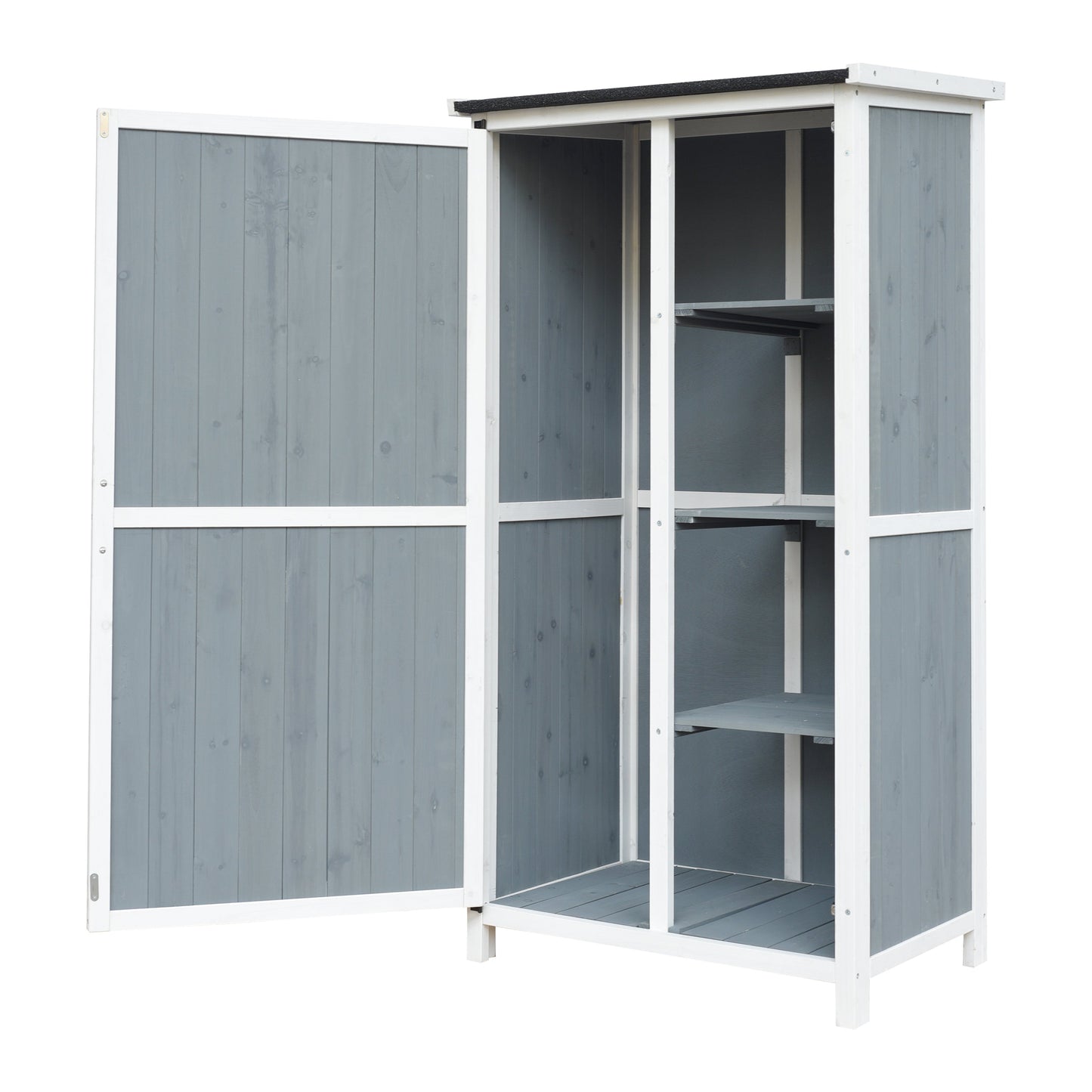 54' Two-Tone Storage Shed - Gray & White Design with Sloped Roof & 5 Customizable Compartments